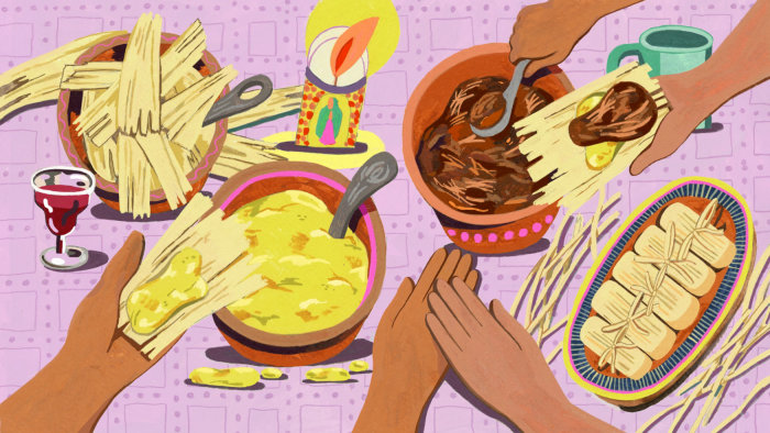 Pintura de comida para o artigo &quot;As festas que lembramos&quot;