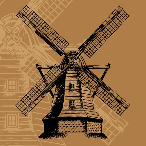 Windmill digital painting