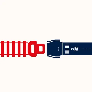 Red and blue seatbelt with locking mechanism illustration by Tim Weiffenbach