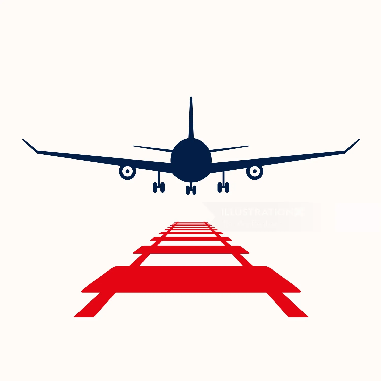 Minimalistic airplane landing over runway by Tim Weiffenbach
