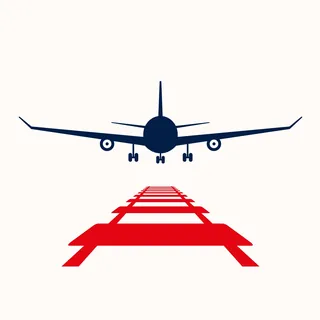 Minimalistic airplane landing over runway by Tim Weiffenbach