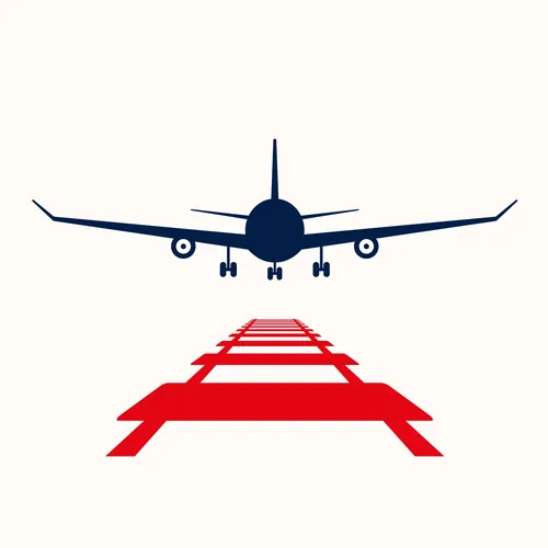 Minimalistic airplane landing over runway by Tim Weiffenbach
