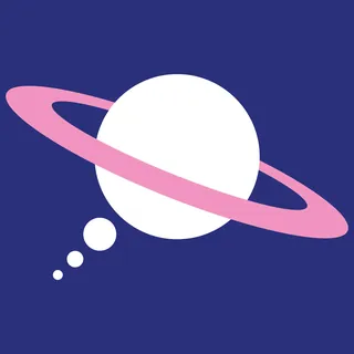 Minimalist planet with pink rings on blue background by Tim Weiffenbach