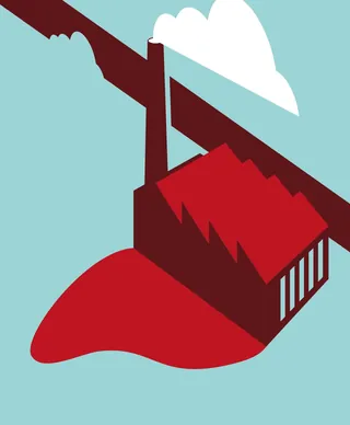 Abstract red house with geometric design by Tim Weiffenbach