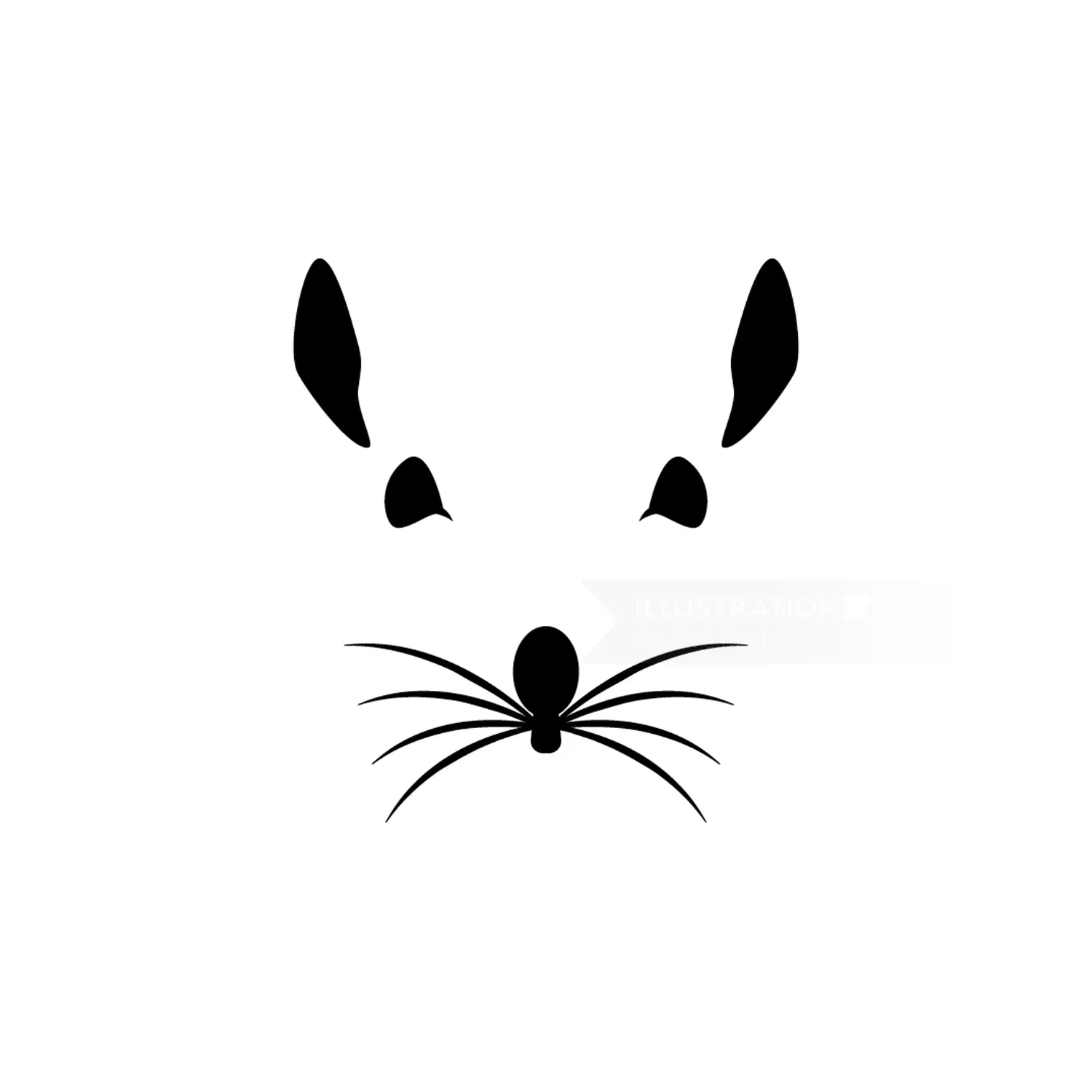 Minimalist mouse face silhouette with whiskers by Tim Weiffenbach