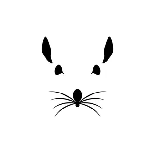 Minimalist mouse face silhouette with whiskers by Tim Weiffenbach