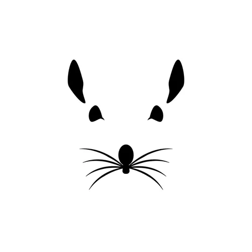 Minimalist mouse face silhouette with whiskers by Tim Weiffenbach