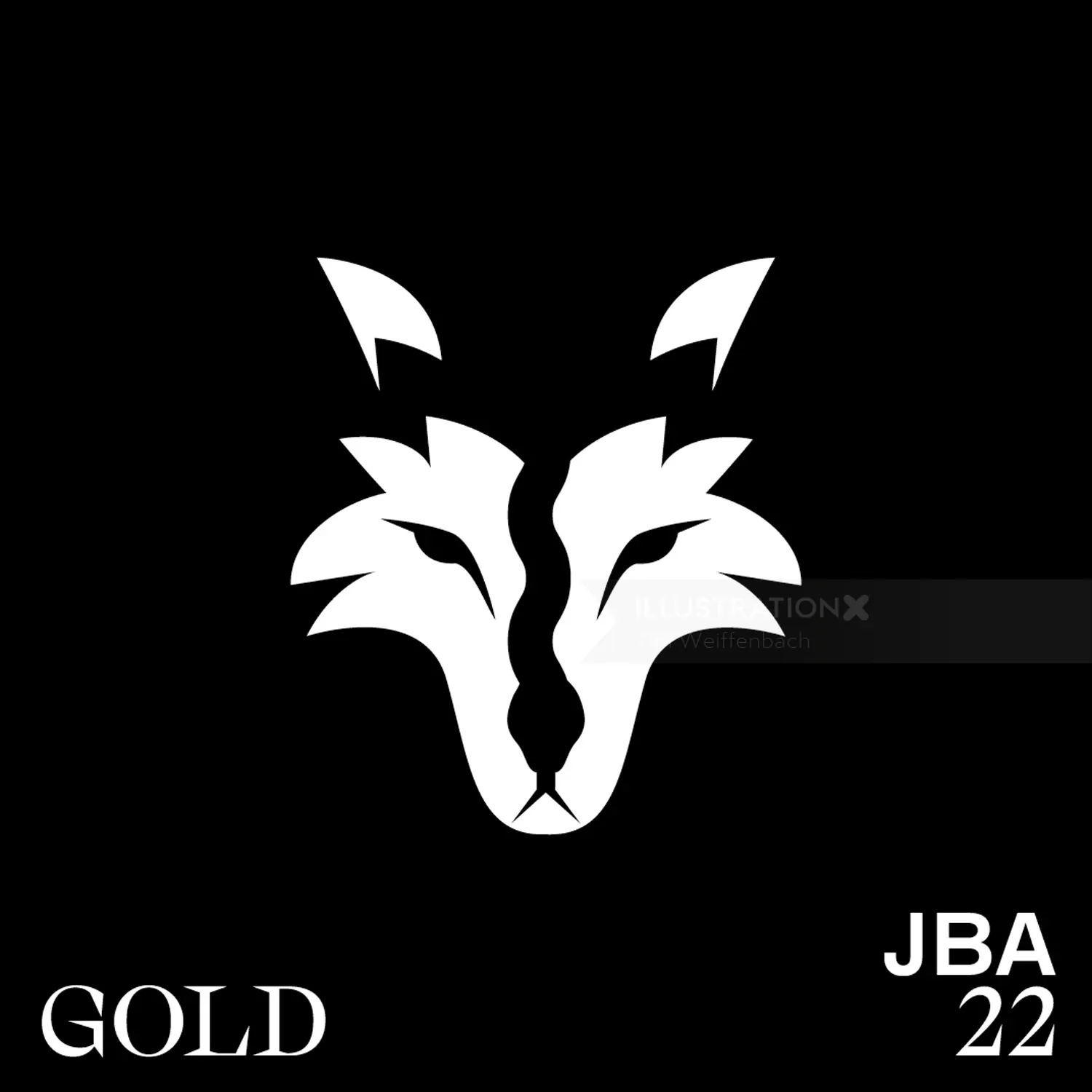 Stylized double wolf heads black and white logo by Tim Weiffenbach