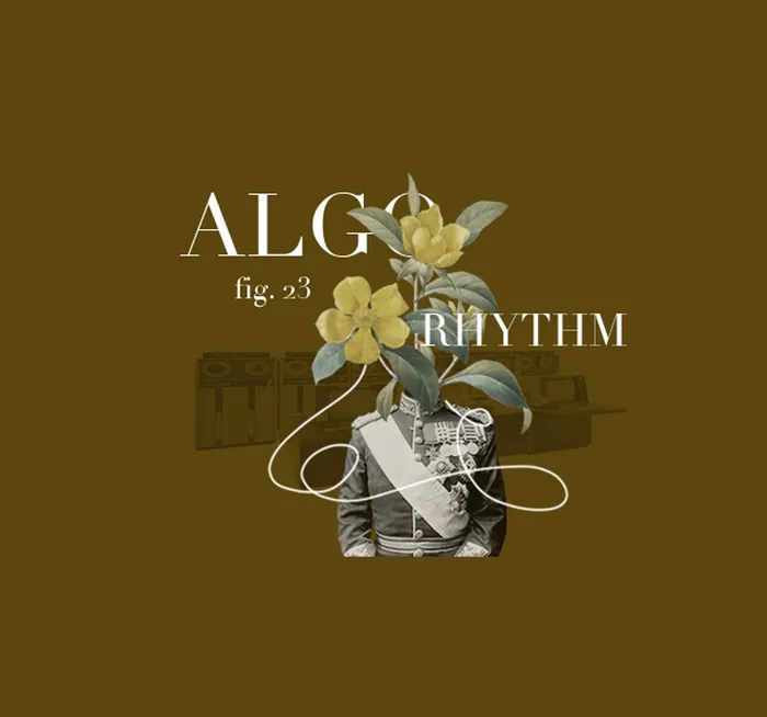 Collage of soldier figure with yellow flowers and text on brown background