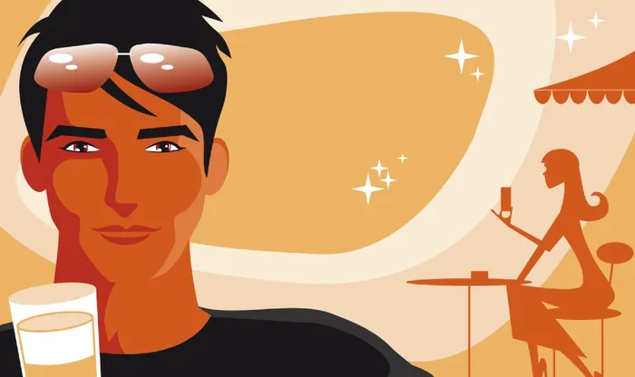 Stylized digital portrait of a man with sunglasses and a drink by the beach by Tim Weiffenbach