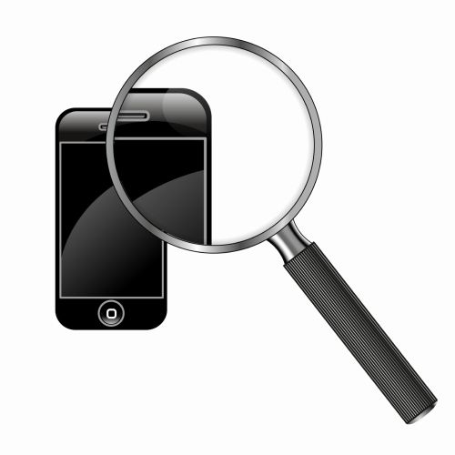 Technical illustration of searching on phone