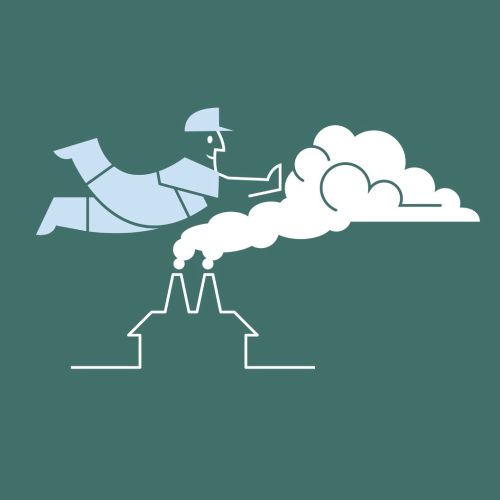 Graphic design of flying on clouds 