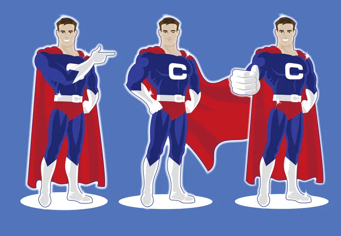 powerful cartoon caracter in blue dress