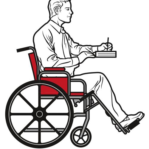 An illustration of a man in wheel chair