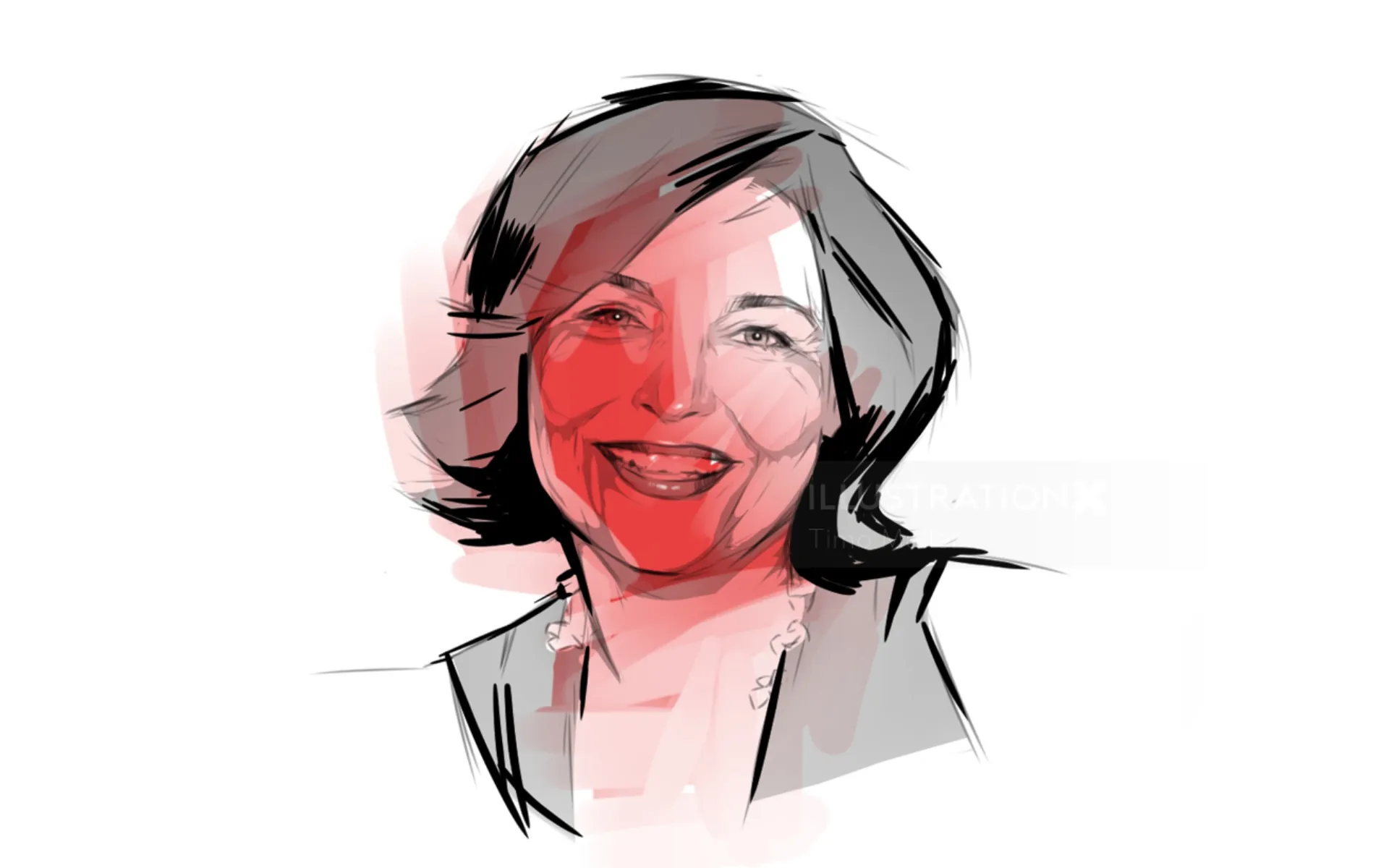 Abstract digital portrait of smiling woman by Timo Müller