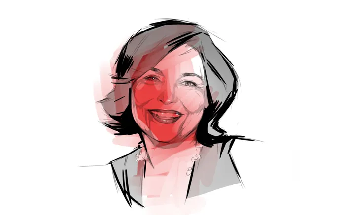 Abstract digital portrait of smiling woman by Timo Müller
