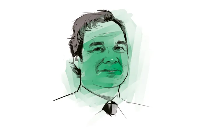 Digital portrait of a man with green color overlay by Timo Müller