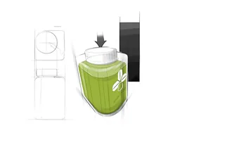 Green juice bottle design concept sketch by Timo Müller