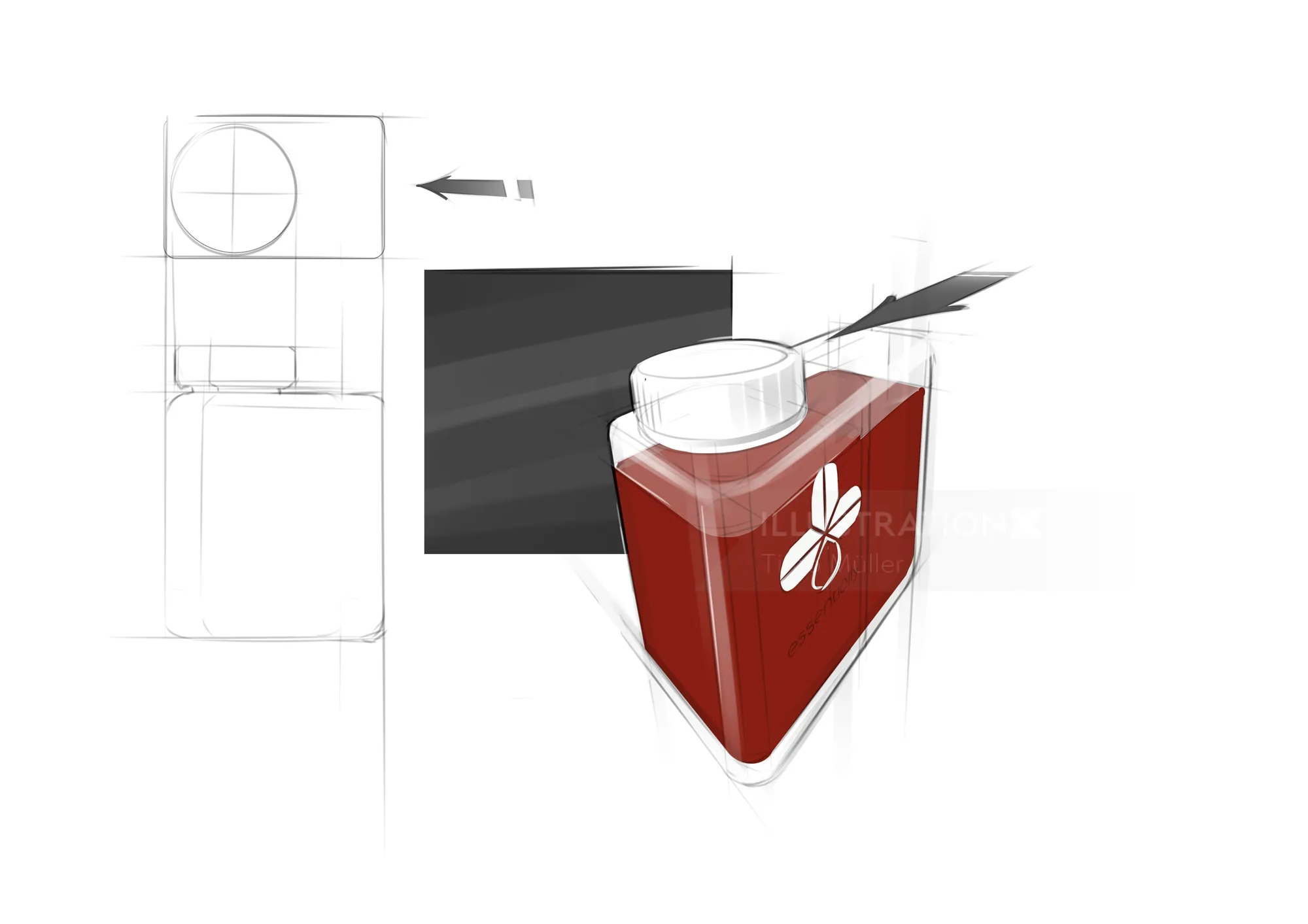 3D rendering of a red beverage carton with white cap by Timo Müller