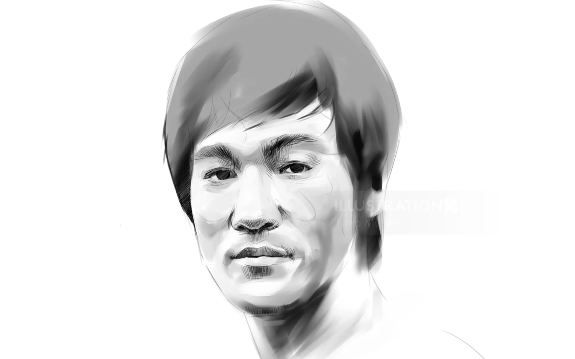 Black and white portrait sketch of a young man by Timo Müller