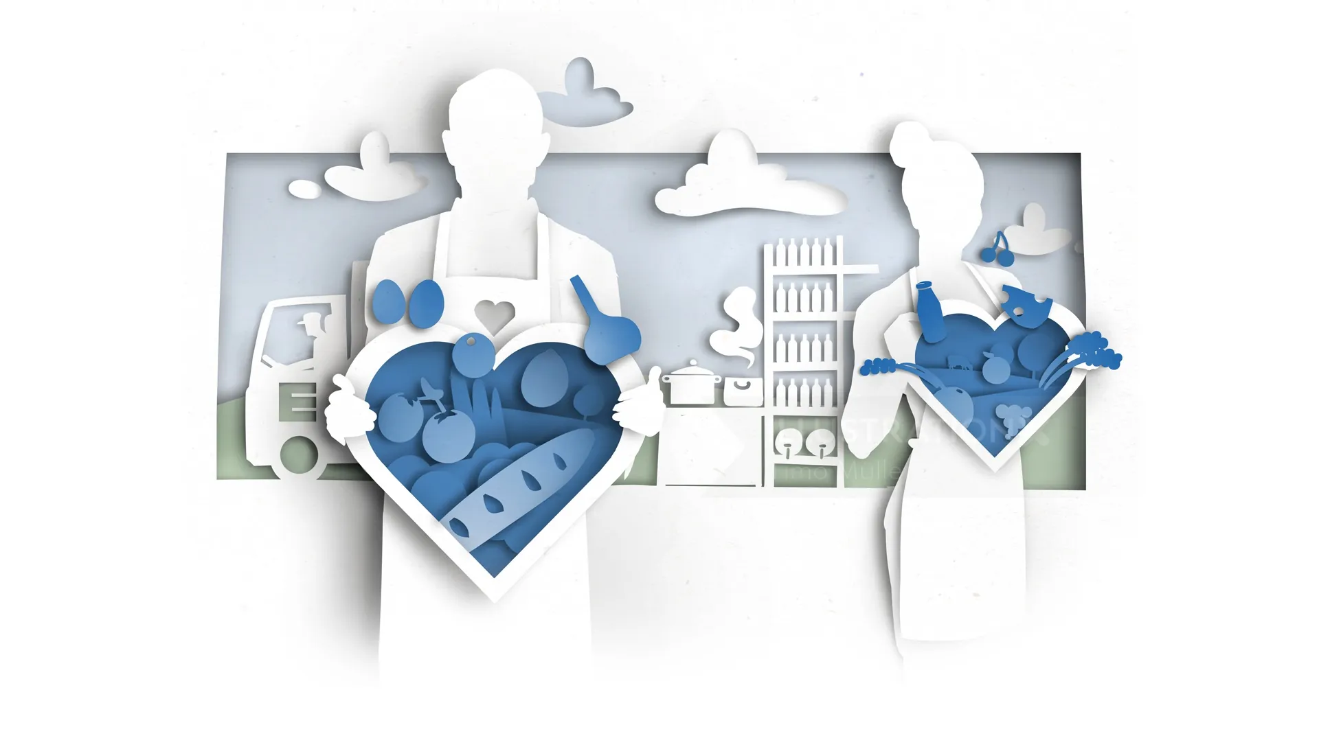 Paper art depicting supply chain process by Timo Müller