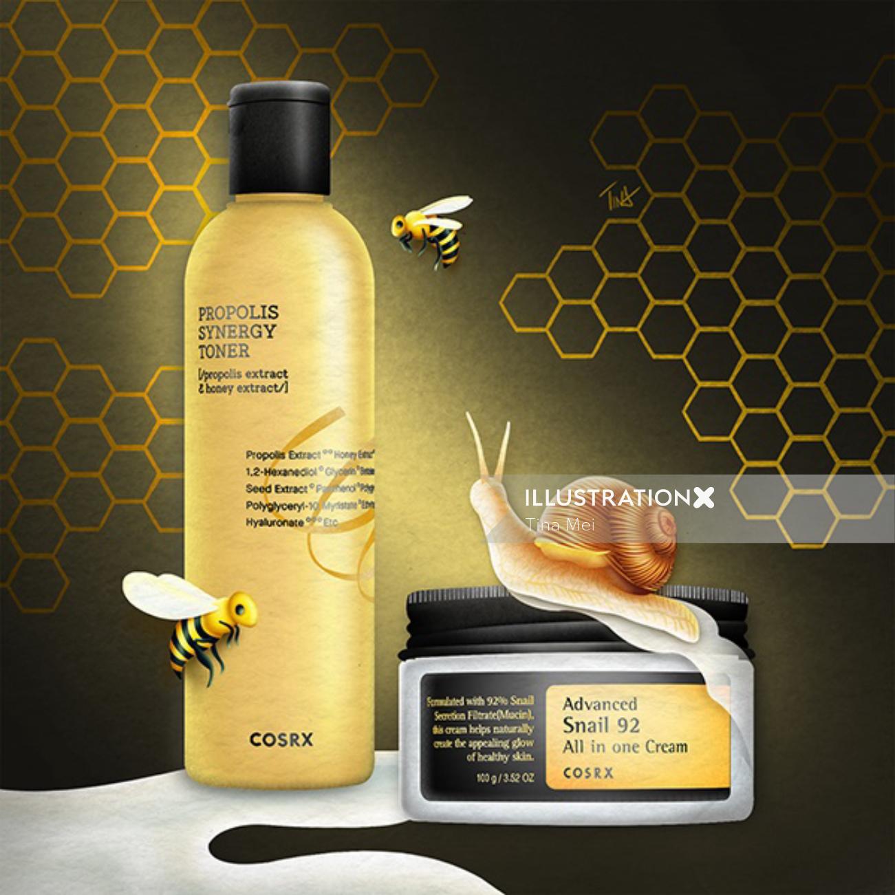 COSRX beauty products illustration