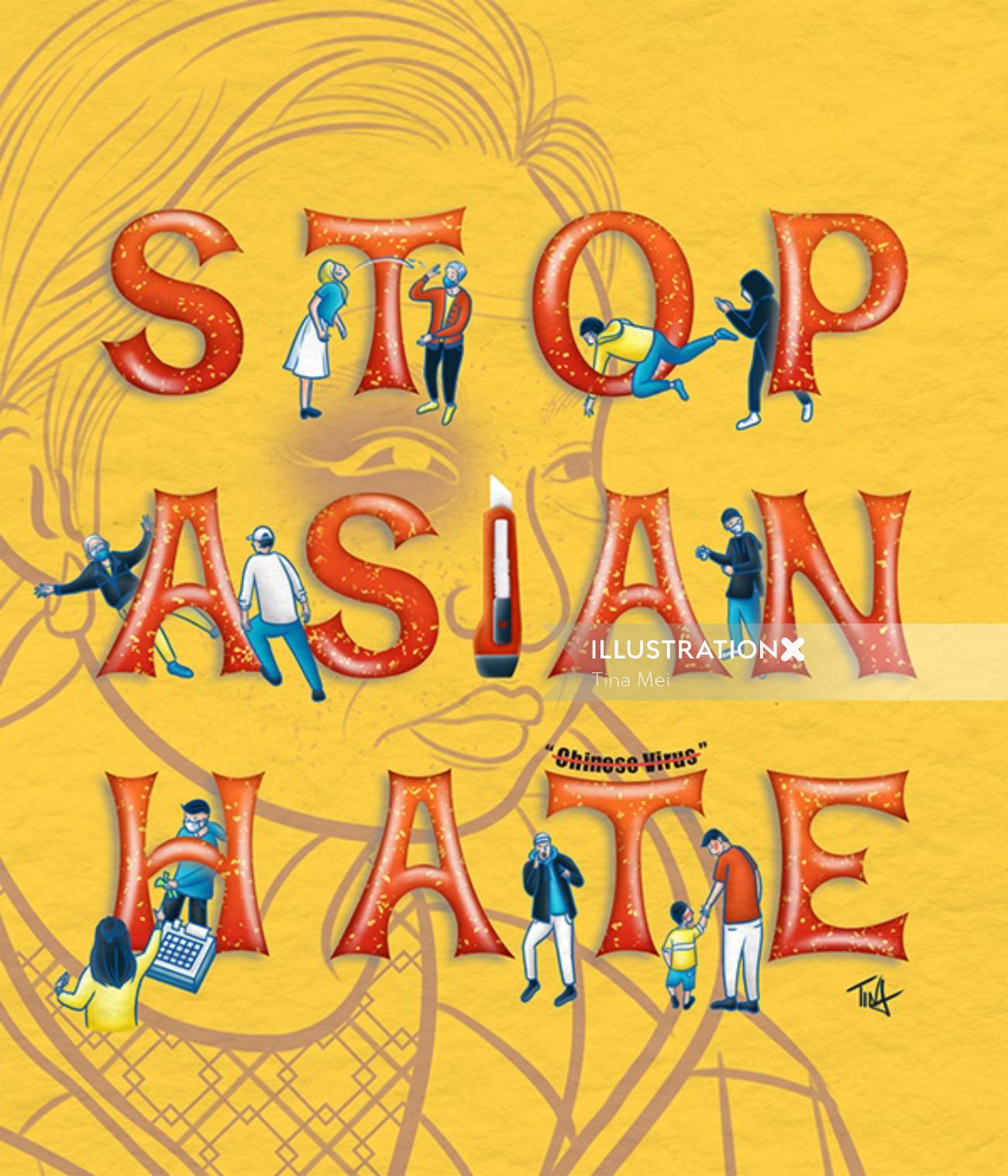 Pare de cartazes políticos de ódio asiático