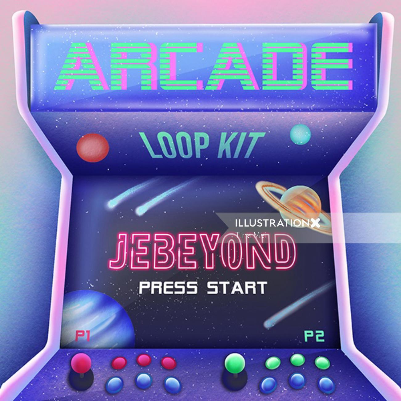 Arcade loop kit music cover illustration for music producer Jebeyond