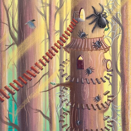 Between the Trees, enchanted forest illustration, forest illustration, children magical, kid trickot