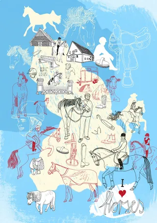 Horse and equestrian sketches by Tobias Göbel in various styles