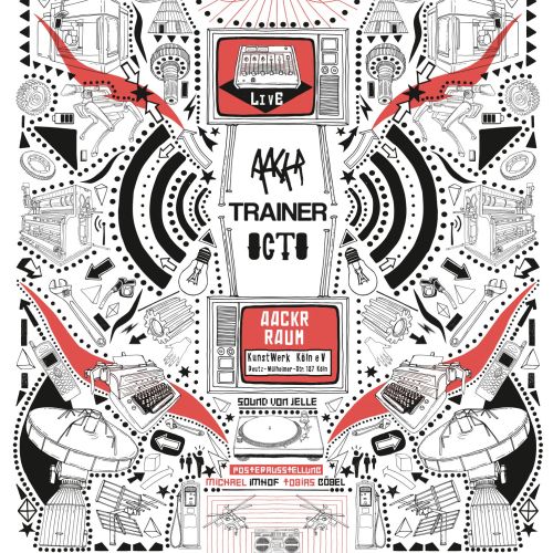 Digital artwork with geometric shapes and circuit elements by Tobias Göbel