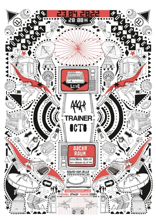 Digital artwork with geometric shapes and circuit elements by Tobias Göbel