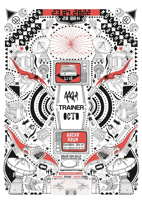 Digital artwork with geometric shapes and circuit elements by Tobias Göbel