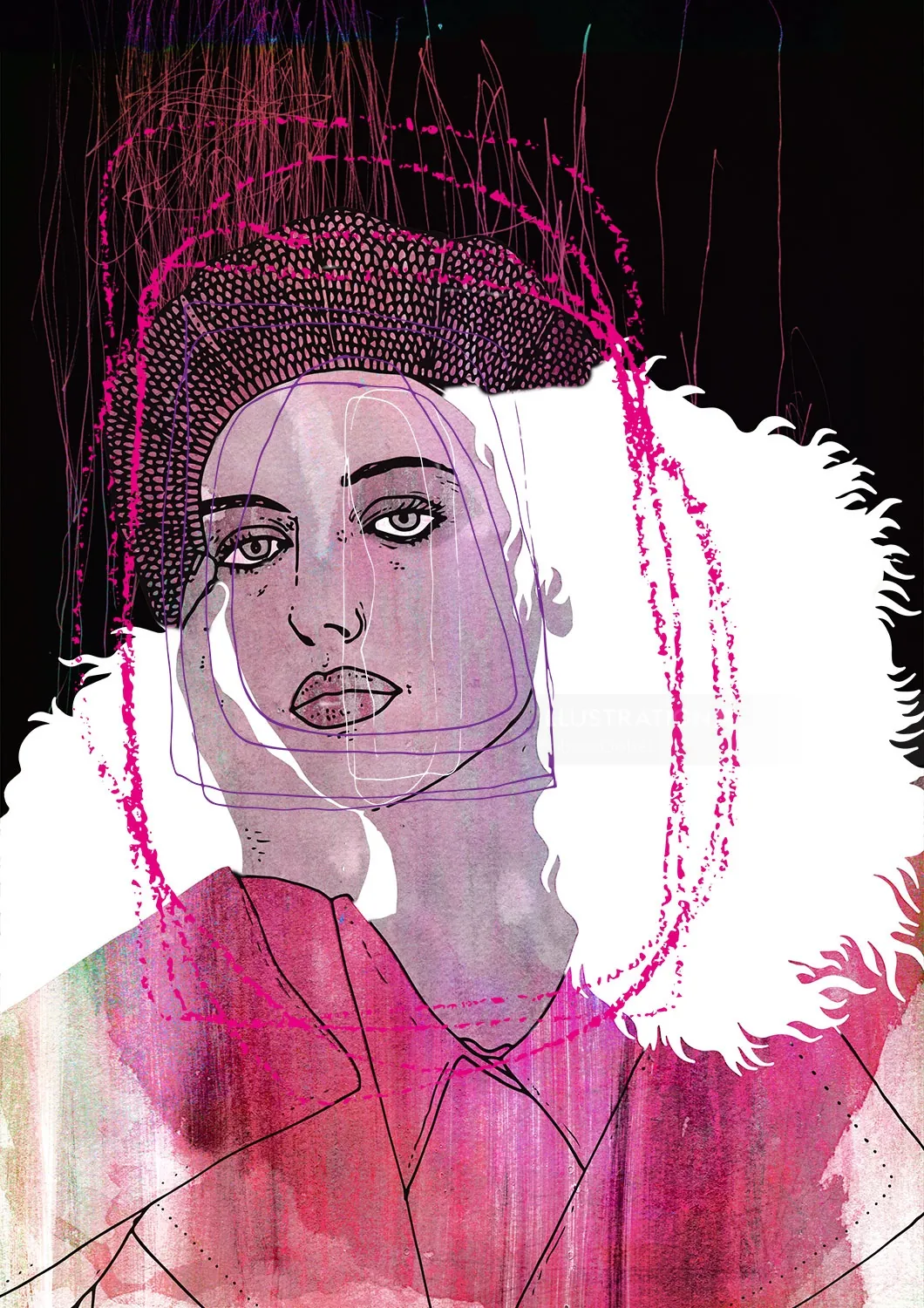Abstract portrait of a woman in pink and white by Tobias Göbel