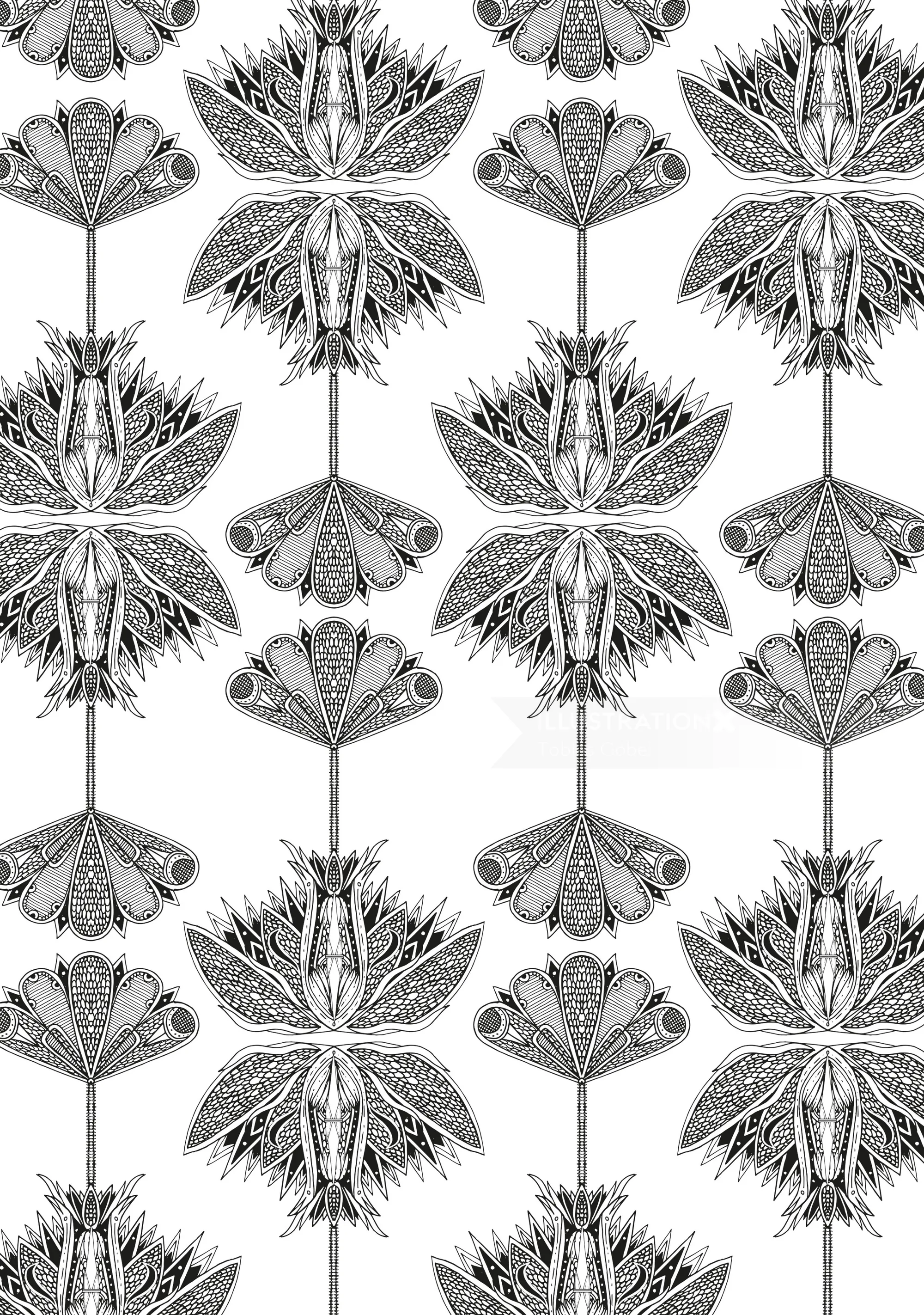 Black and white abstract floral pattern by Tobias Göbel