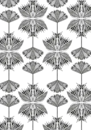 Black and white abstract floral pattern by Tobias Göbel