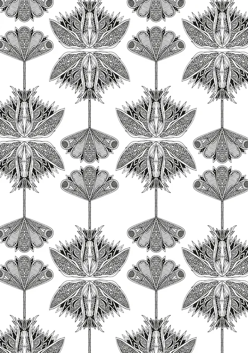 Black and white abstract floral pattern by Tobias Göbel