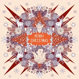 Intricate Christmas design with deer, angels, stars, and foliage by Tobias Göbel