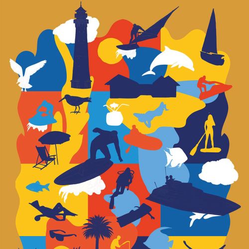 Colorful silhouette collage with landmarks and objects by Tobias Göbel
