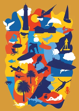 Colorful silhouette collage with landmarks and objects by Tobias Göbel