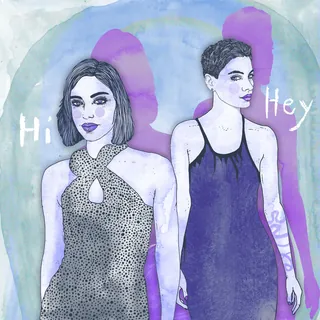 Watercolor painting of two women greeting, by Tobias Göbel