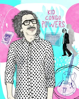 Illustration of Kid Congo Powers with guitar, musical themes by Tobias Göbel