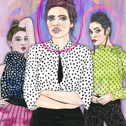 Three women wearing polka dot tops with different colors by Tobias Göbel