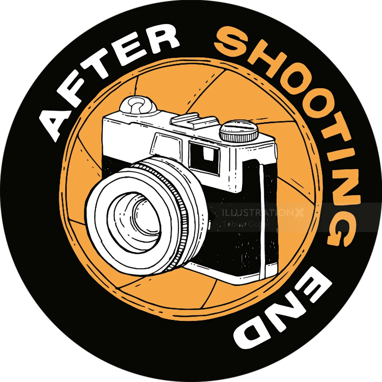 Vintage camera logo with text 'After Shooting End' by Tobias Göbel