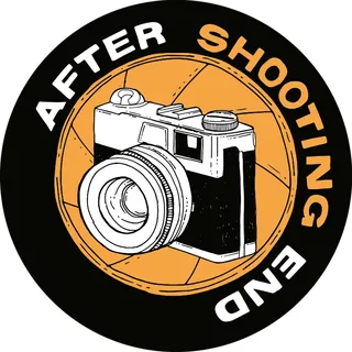 Vintage camera logo with text 'After Shooting End' by Tobias Göbel