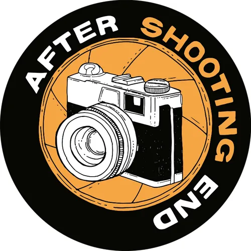 Vintage camera logo with text 'After Shooting End' by Tobias Göbel