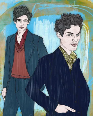 Illustration of two young men wearing modern clothing with confident expressions