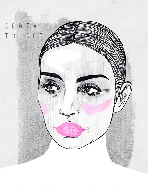 Monochrome female portrait with pink makeup accents by Tobias Göbel
