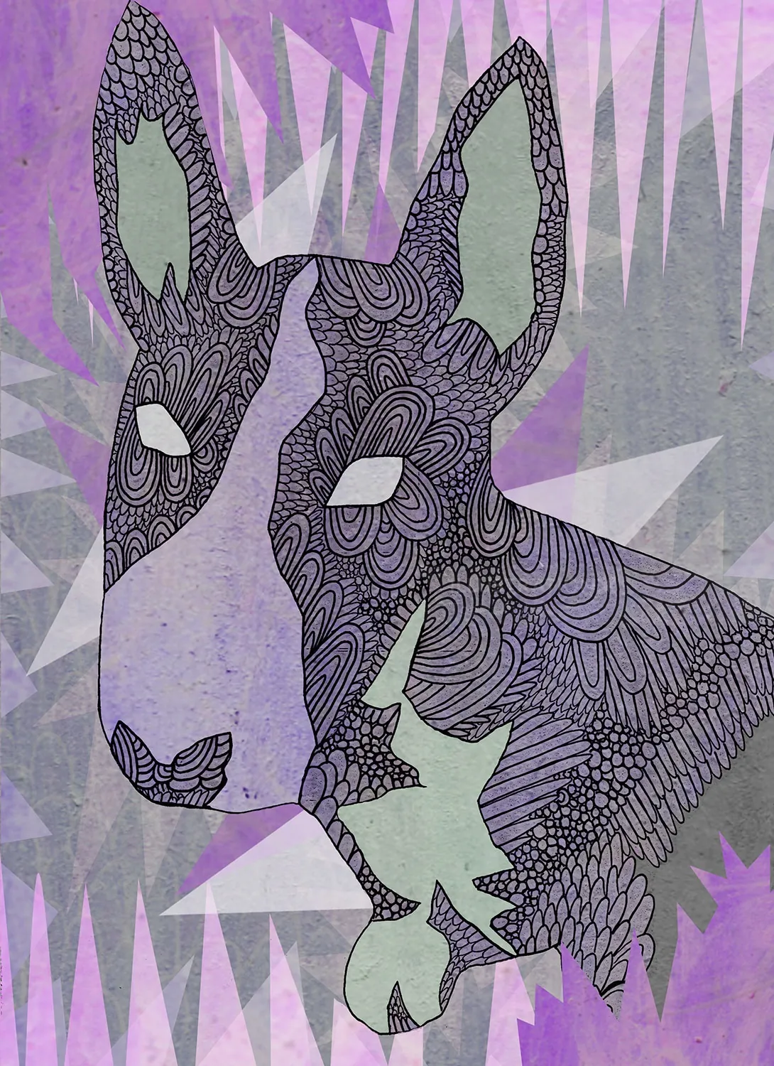 Intricate stylized dog portrait with decorative patterns by Tobias Göbel