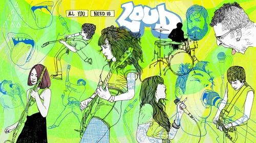 Illustration of a vibrant band playing instruments and singing by Tobias Göbel
